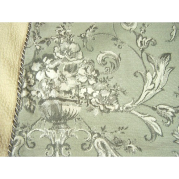 2 Croscill King Pillow Sham Damask Scroll Green Sage Silver Satin Edging 20x36 - Picture 5 of 12
